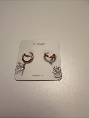 Gold Atolea Hoop Earrings with Clear Crystal Drop
